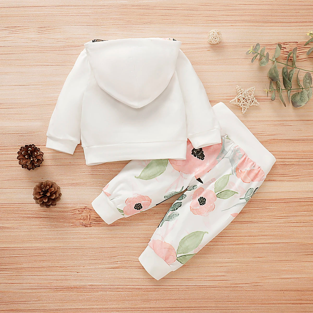 Cute Floral Baby Hooded 2-Piece Set for Girls | Comfy & Stylish