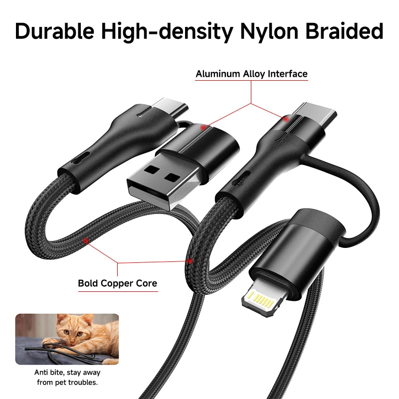 4 in 1 Magnetic Fast Charging Cable | Universal Compatibility & Durability