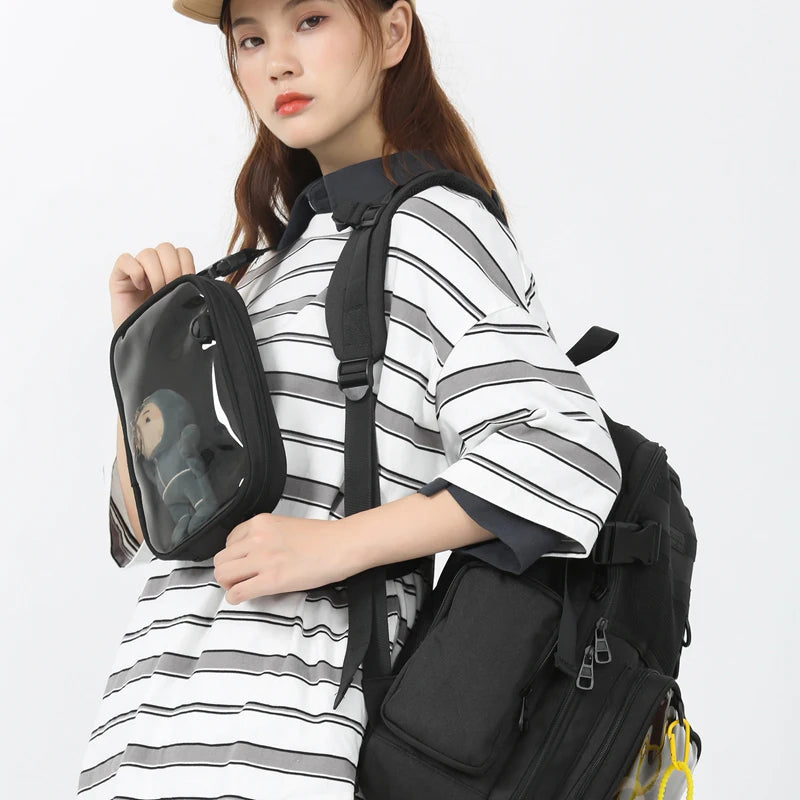 2pcs Transparent Backpack Set | Stylish Clear Casual Rucksack