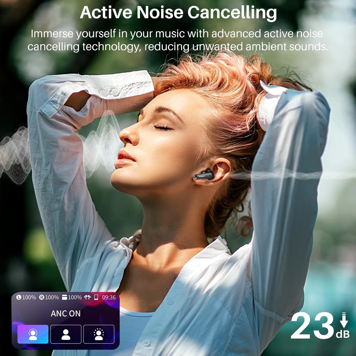 Colorful Wireless Earbuds with Active Noise Cancelling & AI Translate