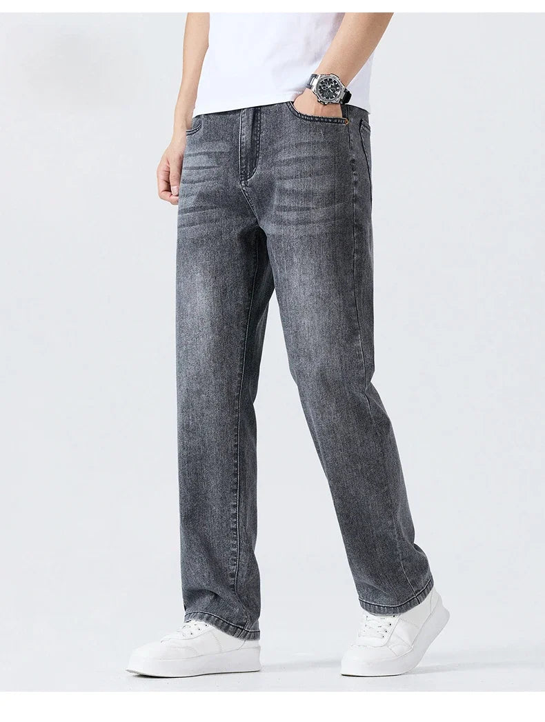 Men's Summer Thin Straight Jeans | Breathable & Comfortable Trousers