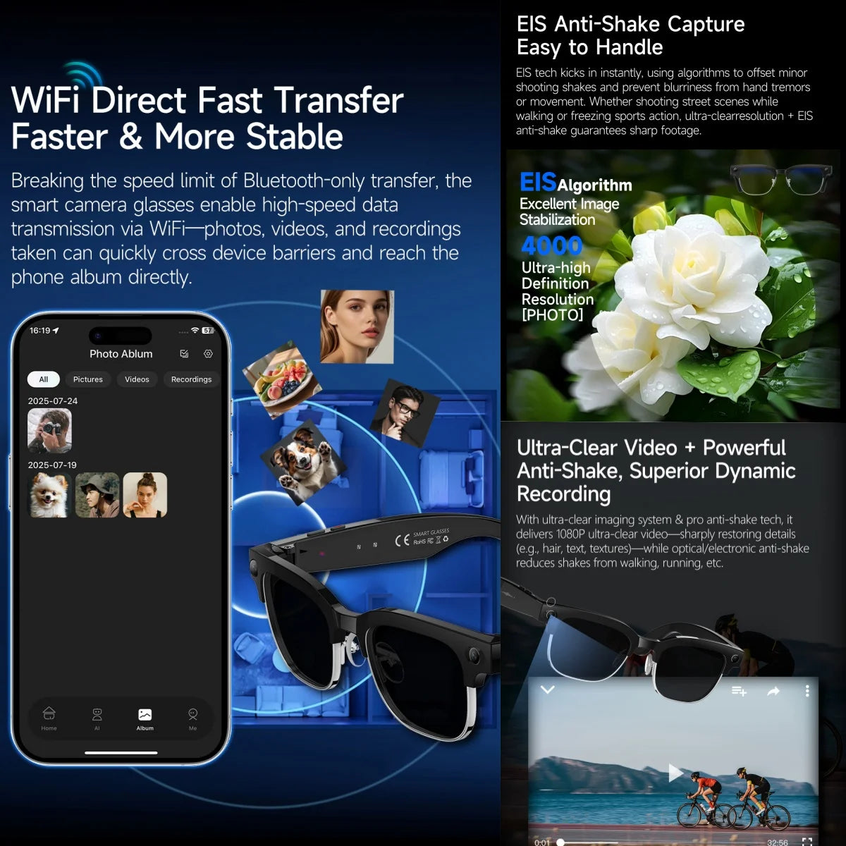 AI Smart Glasses with 8MP Camera & Bluetooth Features | Innovative Eye Wear