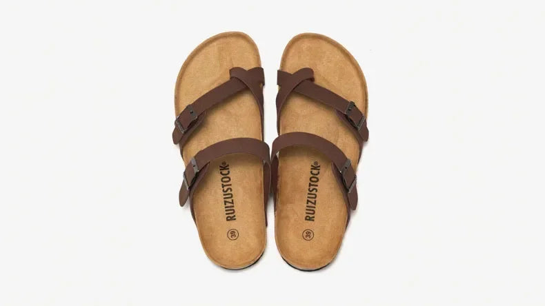 Men's Non-Slip Slippers with Cork Metal Buckle | Waterproof Outdoor Wear