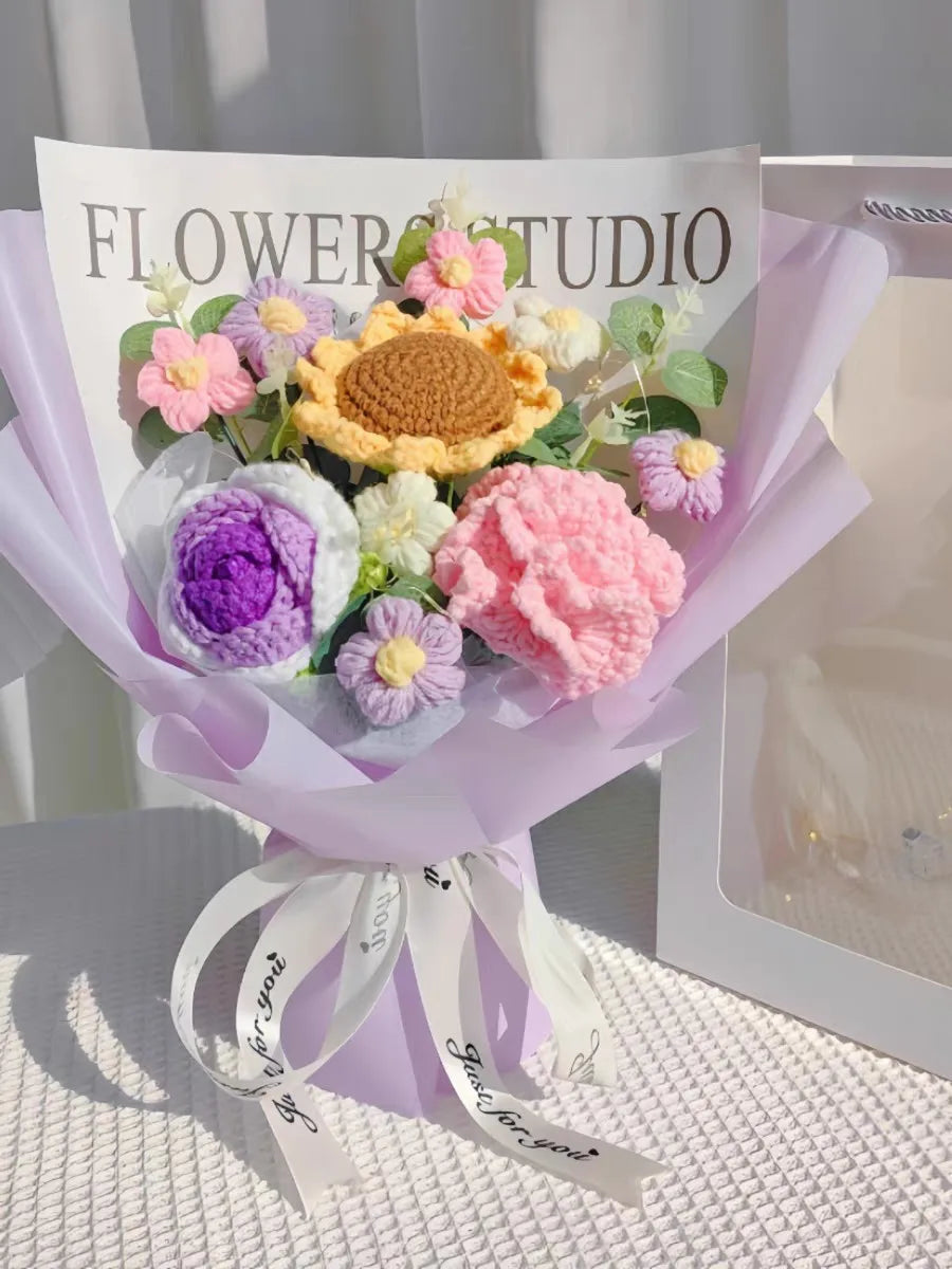 Handmade Crochet Flower Bouquet | Eternal Plush Home Decor