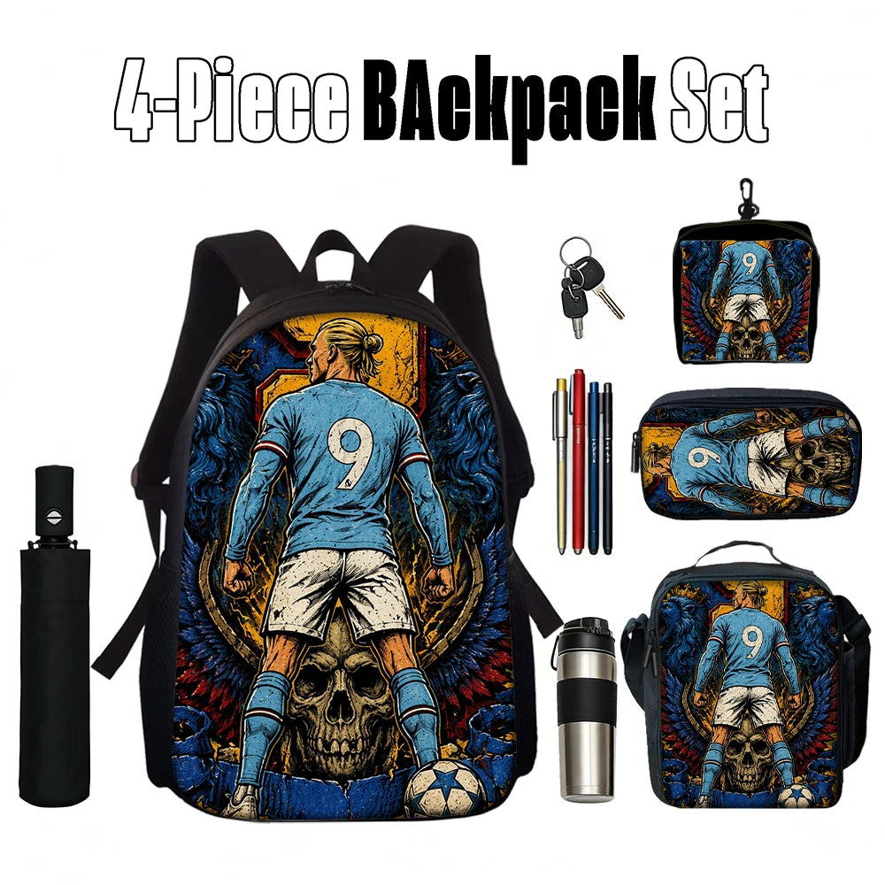 Large-Capacity Soccer Star Pattern Backpack Set | Perfect for Daily Use