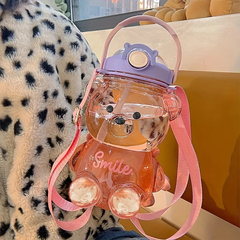 Cute Bear Cup Tumbler | Kawaii 1000ml/1400ml Water Bottle