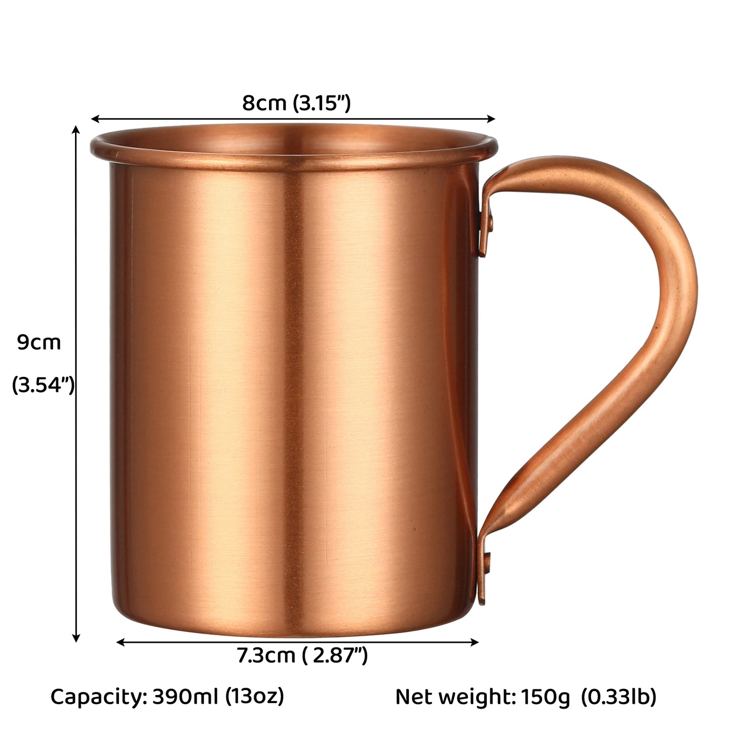 Copper Moscow Mule Mug Durable Coppery Beer Mugs Coffee Mug Milk Cup Pure Copper Cup Drinkware