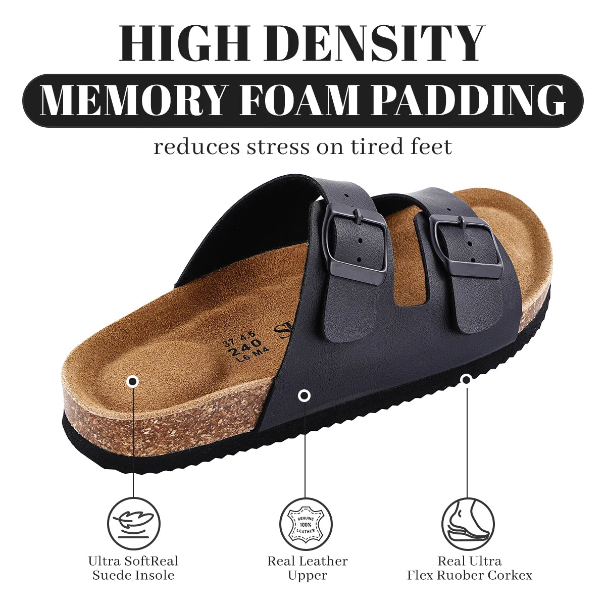 Stylish Leather Cork Flip-Flops for Women | Comfortable Summer Sandals
