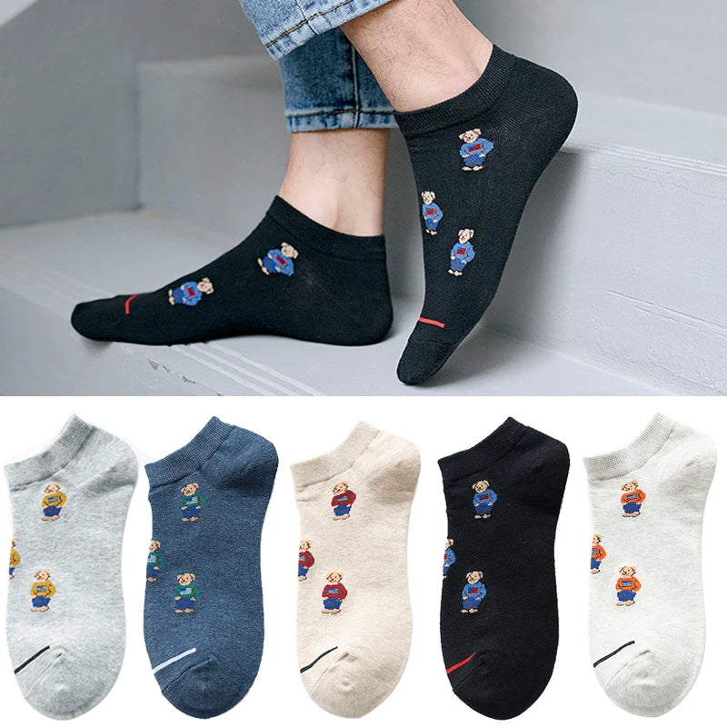 Men's Cartoon Bear Ankle Socks | Fun & Stylish Footwear