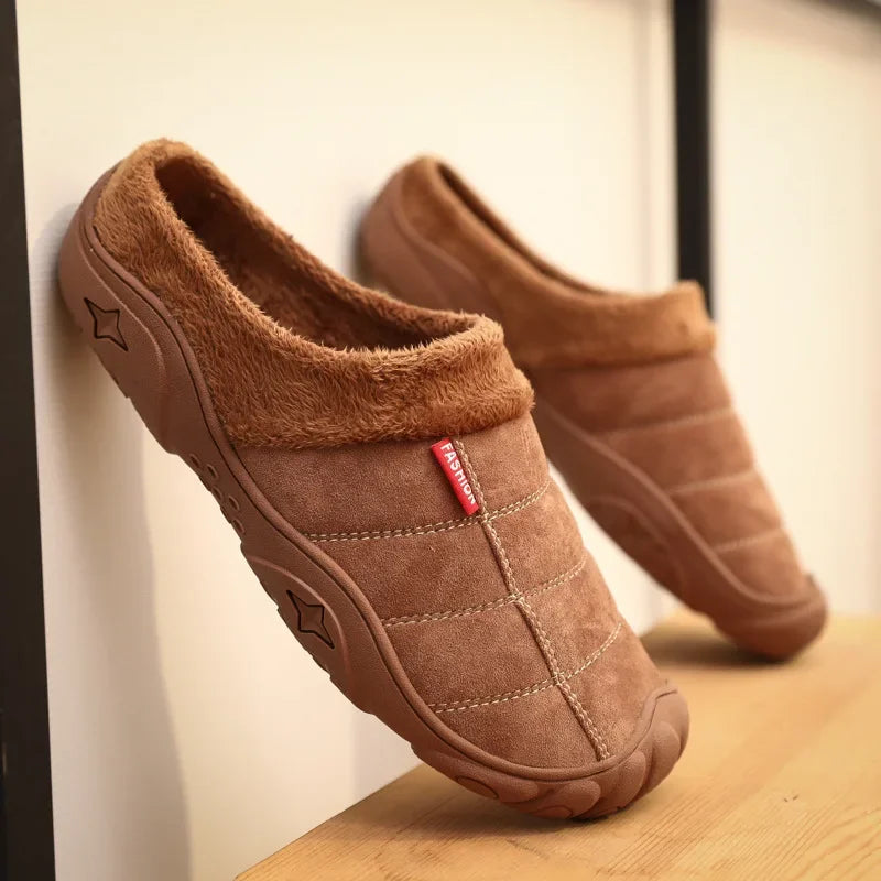 Men's Faux Suede Plush Slippers | Cozy Winter Indoor House Shoes