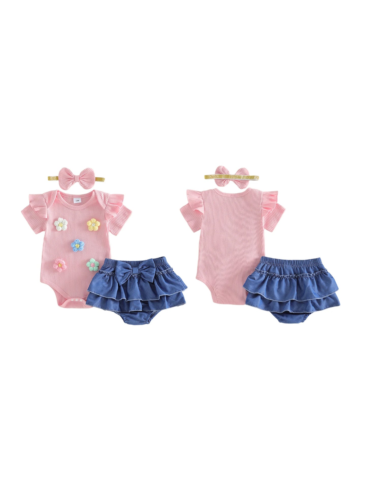 Toddler Girls Boho Chic Romper | Floral Lace Trim Set