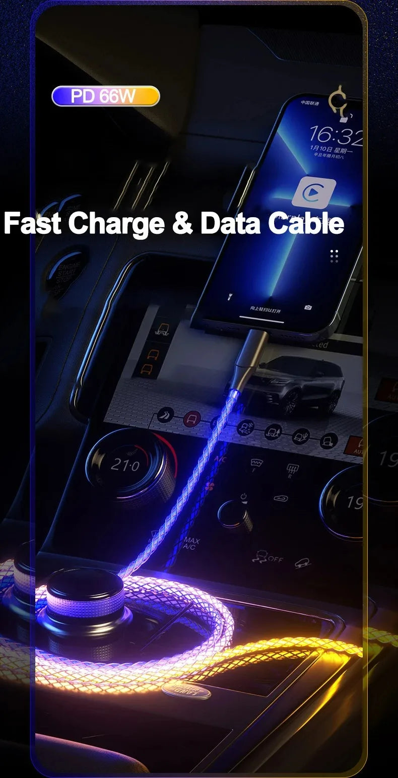 1M Type C to Type C Fast Charging Cable | RGB Luminous Data Cord