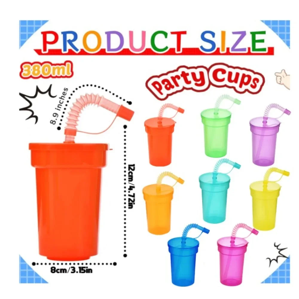 Colorful Kids Drinking Cups with Straws | Leak-Proof Tumblers