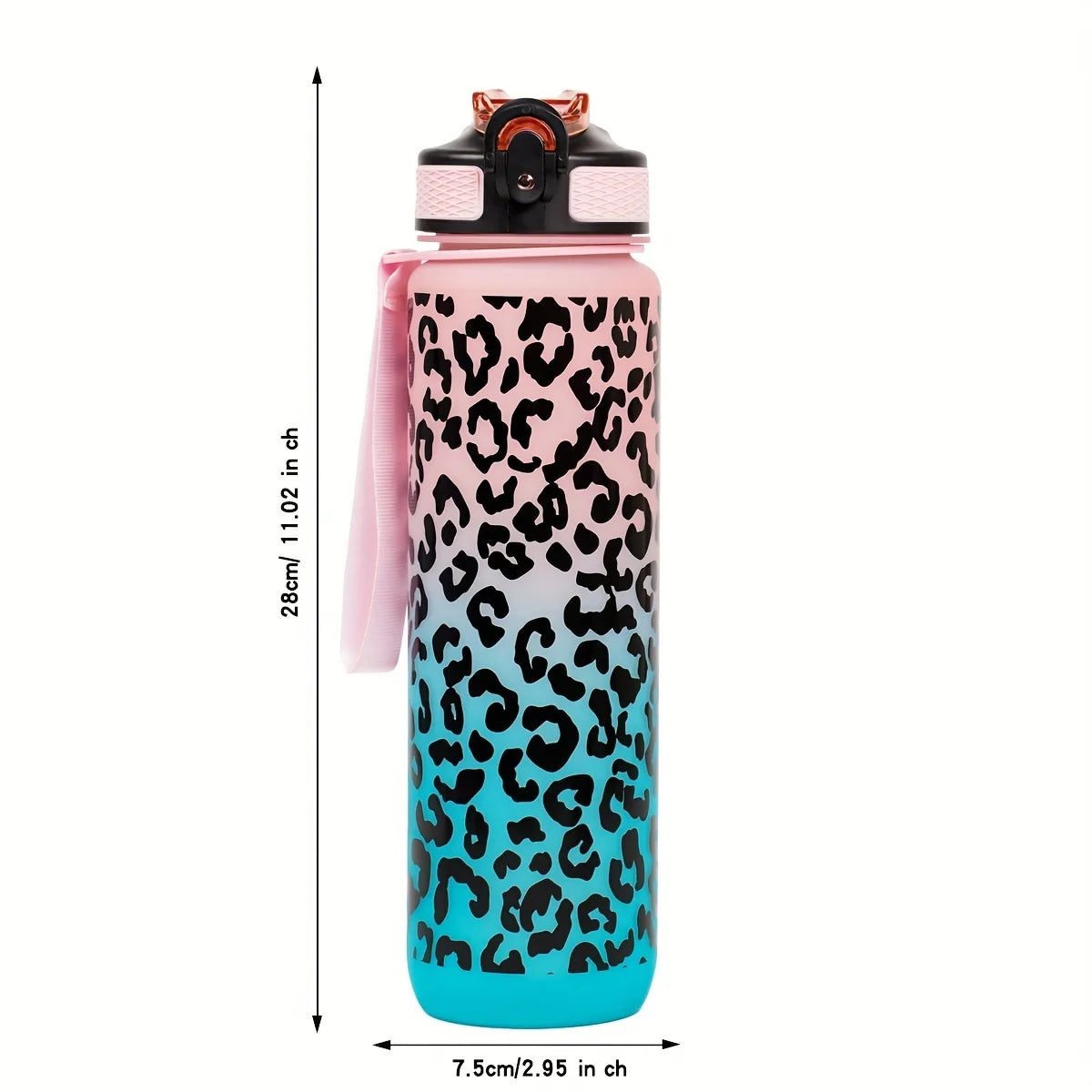1 Liter Large Capacity Leopard Print Plastic Cup Leak Proof Sports Water Bottle Drink Items Outdoor Travel Portable Gym Bottle