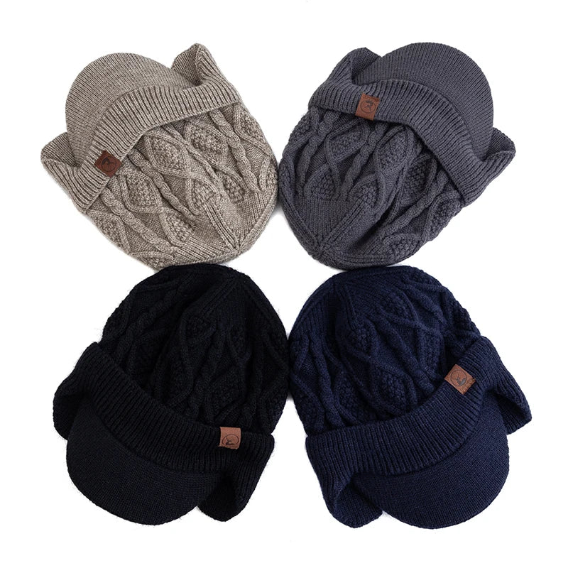 Unisex Fleece Lined Earflap Beanie Hat | Stylish Warm Winter Cap