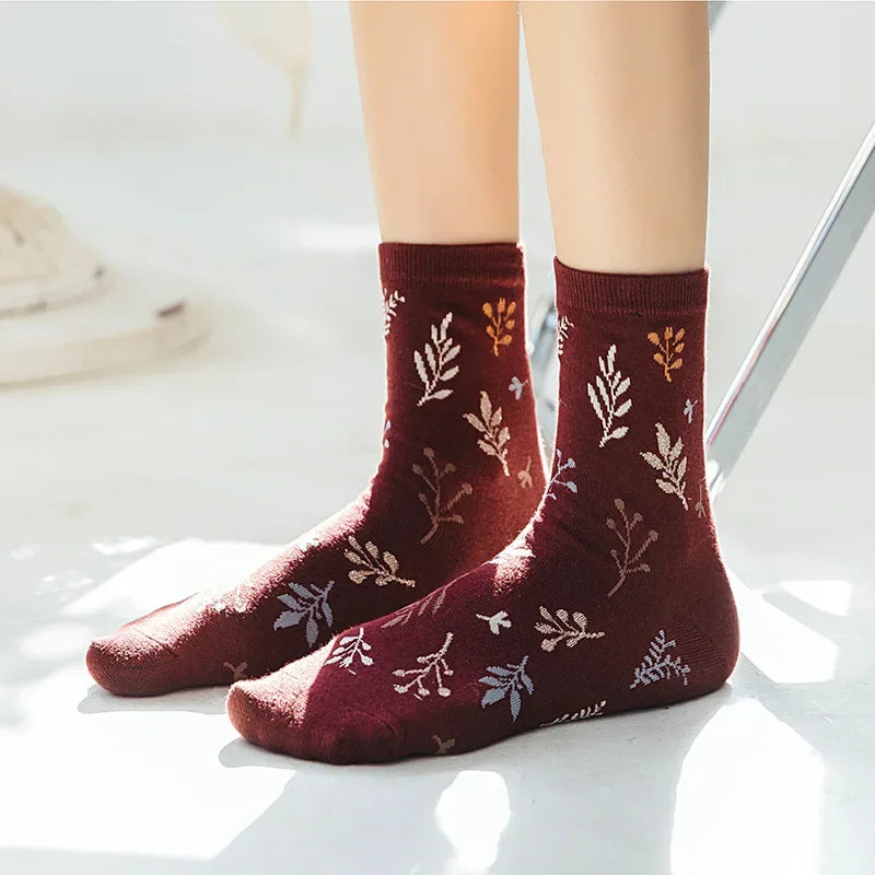 Cotton Embroidery Print Socks for Women | Vintage Harajuku Style