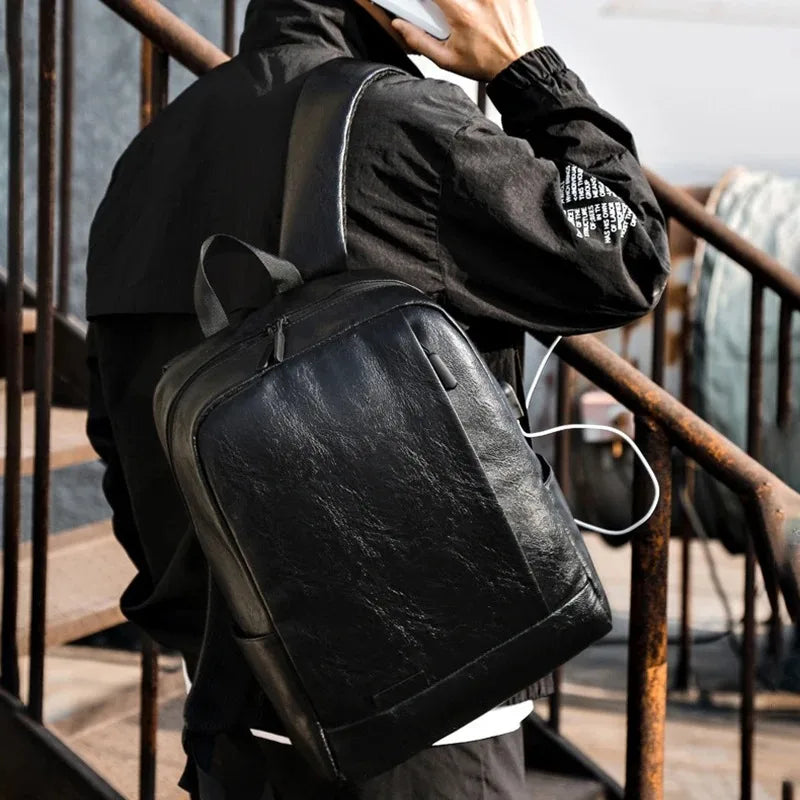 Men's Executive PU Leather Backpack | Stylish Office & Travel Bag