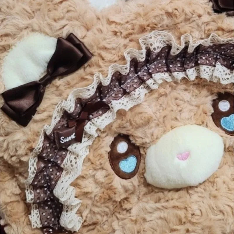 Cute Big Face Bear Plush Backpack | Spacious Women's Bag