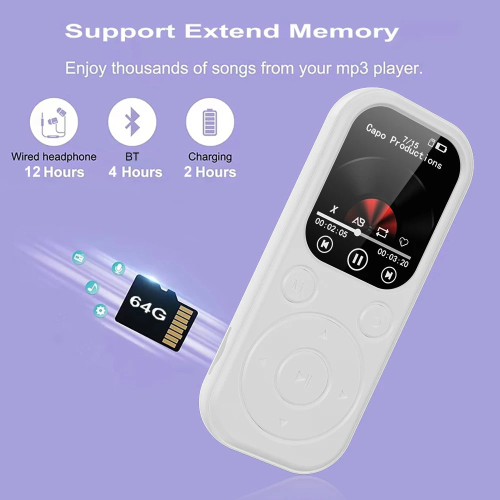 Compact MP3 MP4 Music Player | Bluetooth, Alarm Clock & E-Book