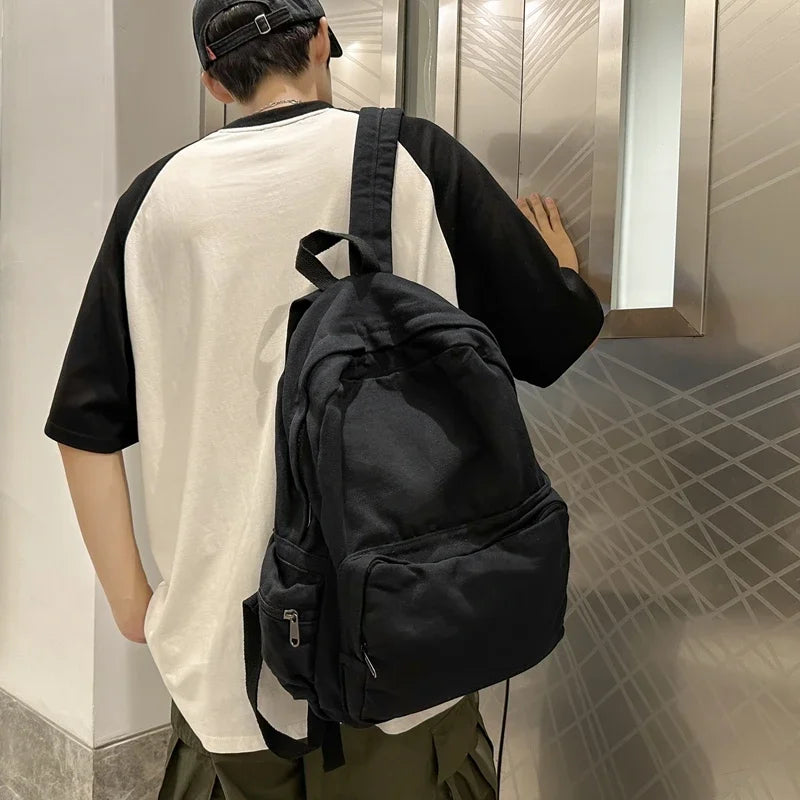 Vintage Washed Canvas Backpack | Stylish School & Travel Bag