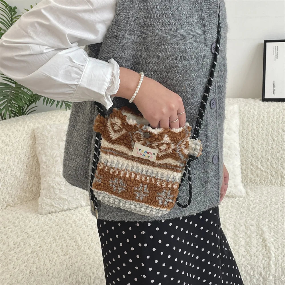Cute Plush Dot Crossbody Bags for Women | Portable Shoulder Bag