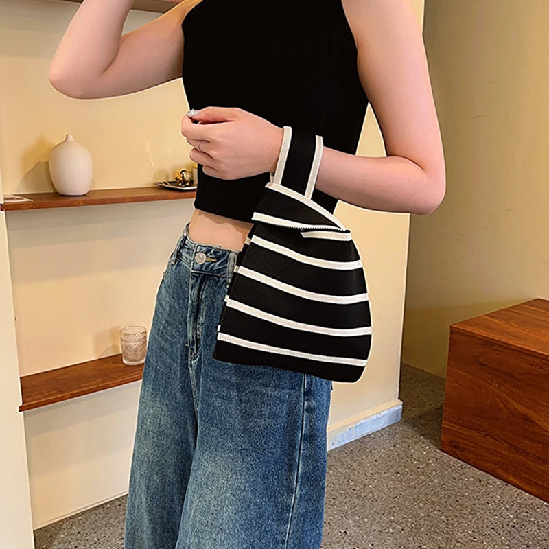 Chic Mini Knit Handbag for Women | Stylish Casual Tote Bag