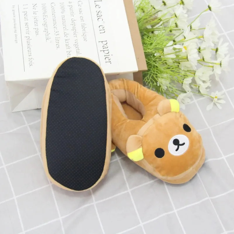 Cute Cartoon Bear Plush Slippers | Cozy Winter Home Shoes