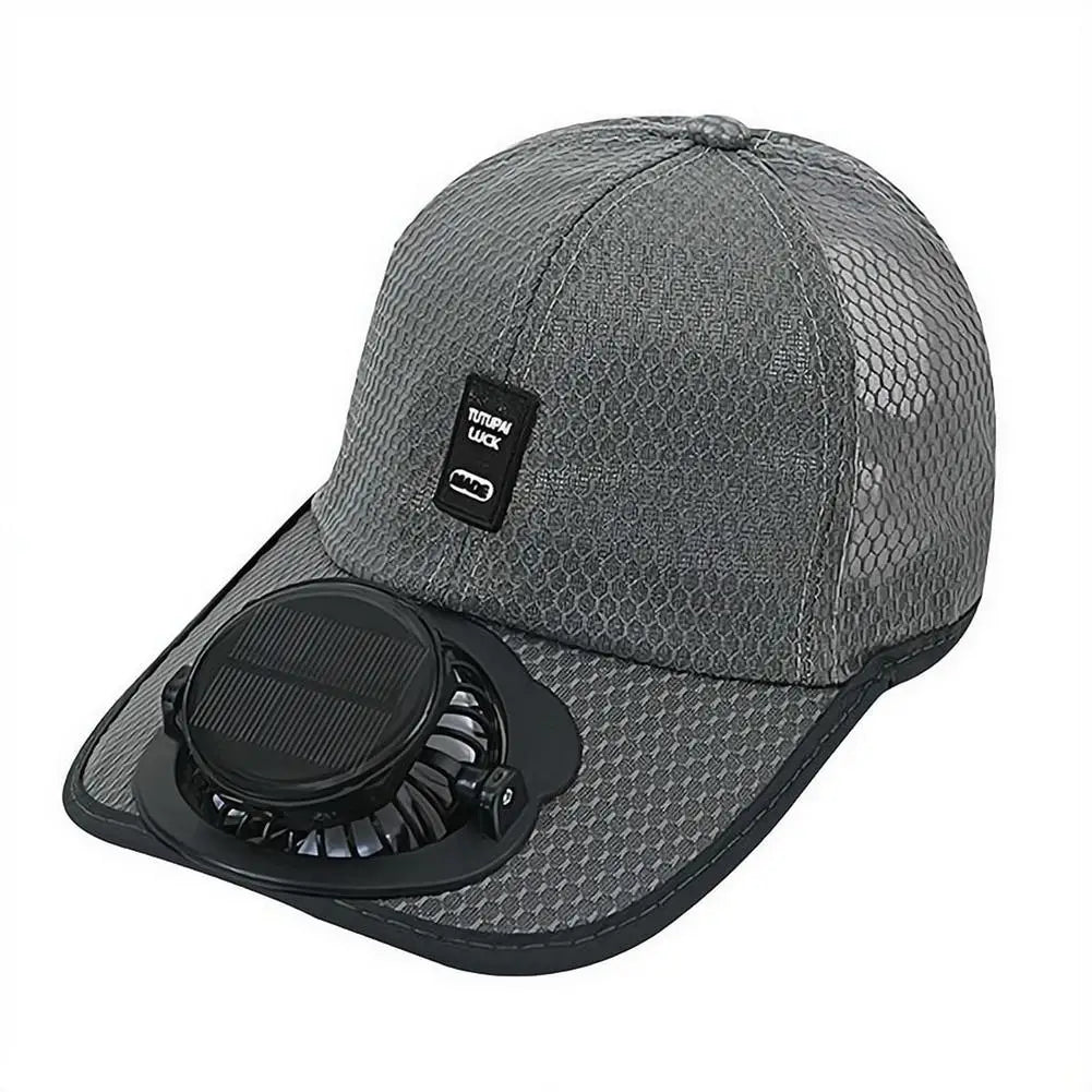 Breathable Summer Mesh Baseball Hat with Solar Fan & UV Protection