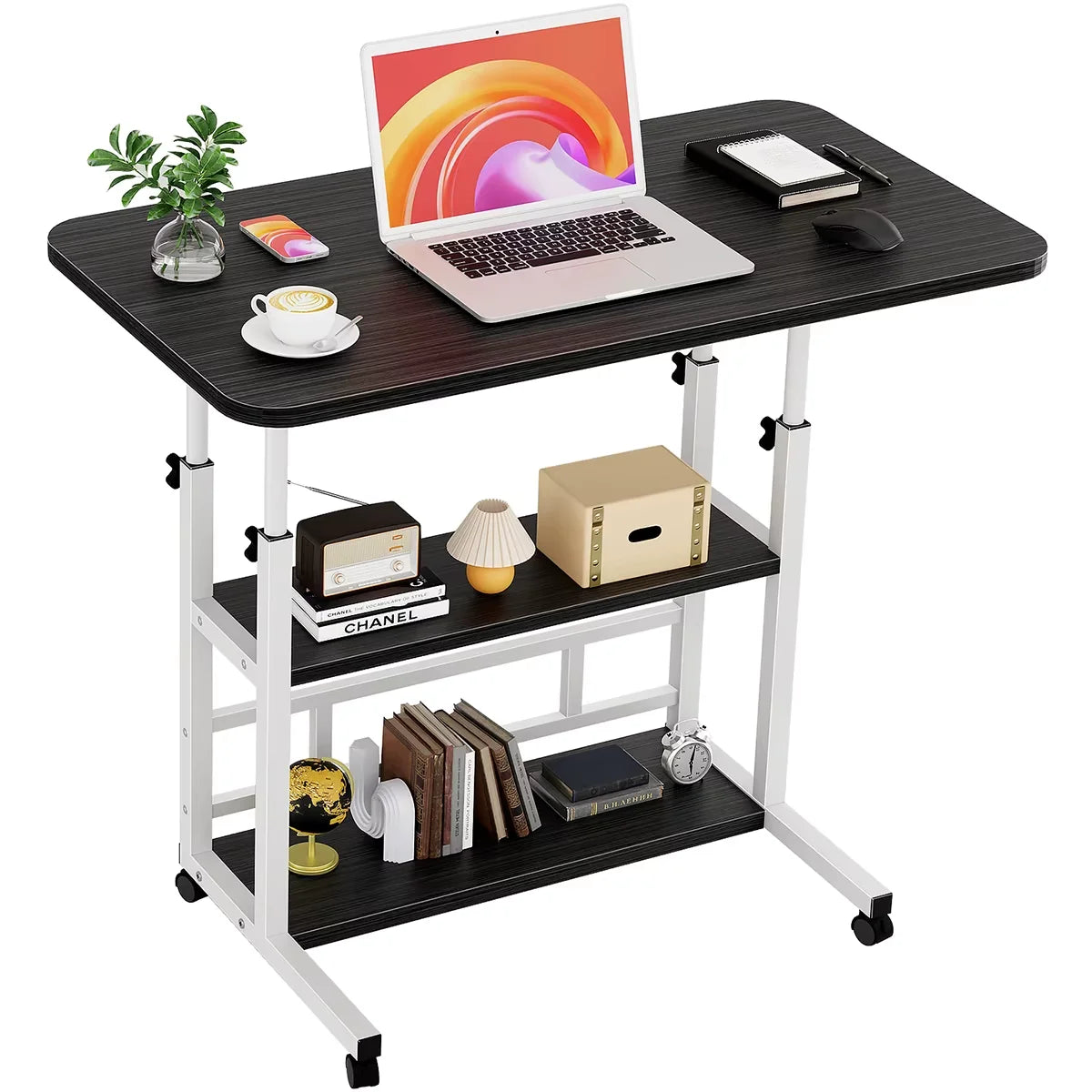 Portable Adjustable Laptop Desk with Wheels for Home Office Use