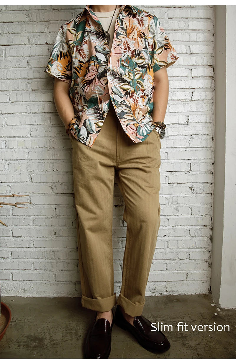 Men's Herringbone Cotton Gurkha Pants for Casual Style
