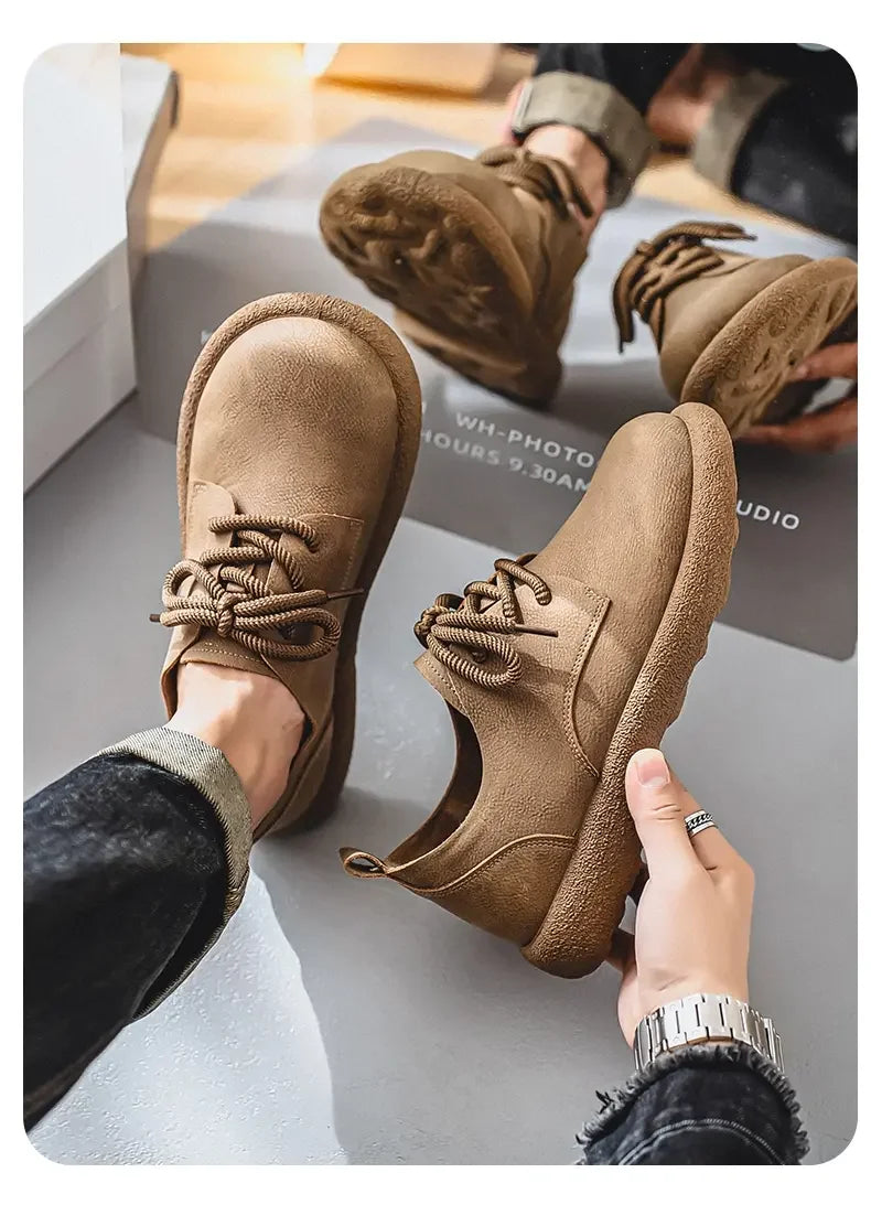 Men's Plus Size Retro PU Leather Ankle Shoes | Comfortable Casual Wear