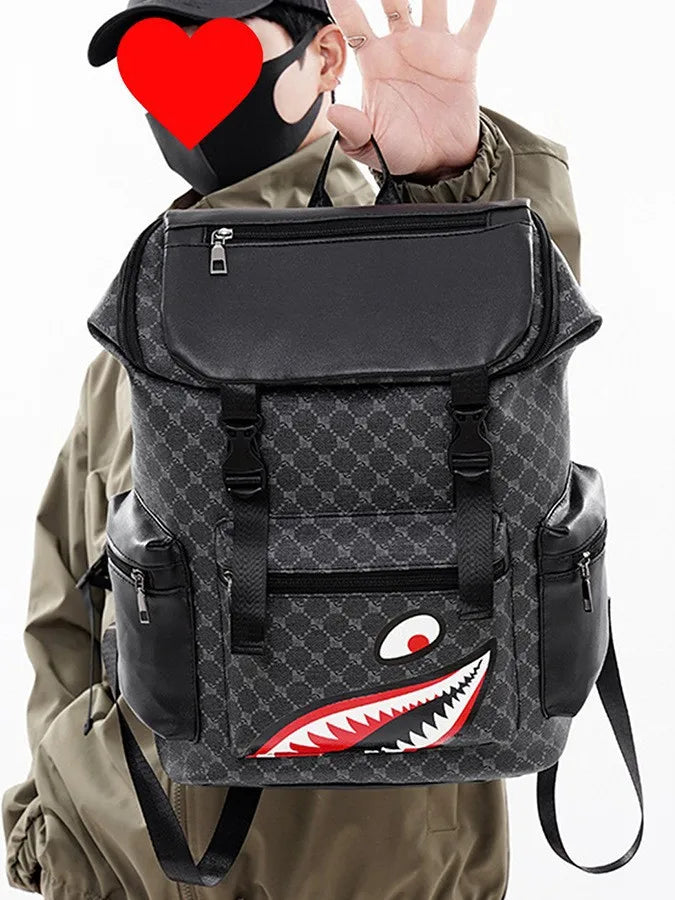 Large Capacity Waterproof Retro Shark Backpack for Outdoor Use