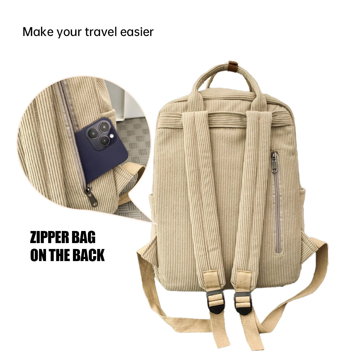 Mochila Elegante de Terciopelo para Estudiantes | Funcional y Chic