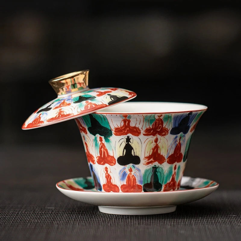 Elegant Rotatable Tea Tureen | Zen Gaiwan Teacup Set