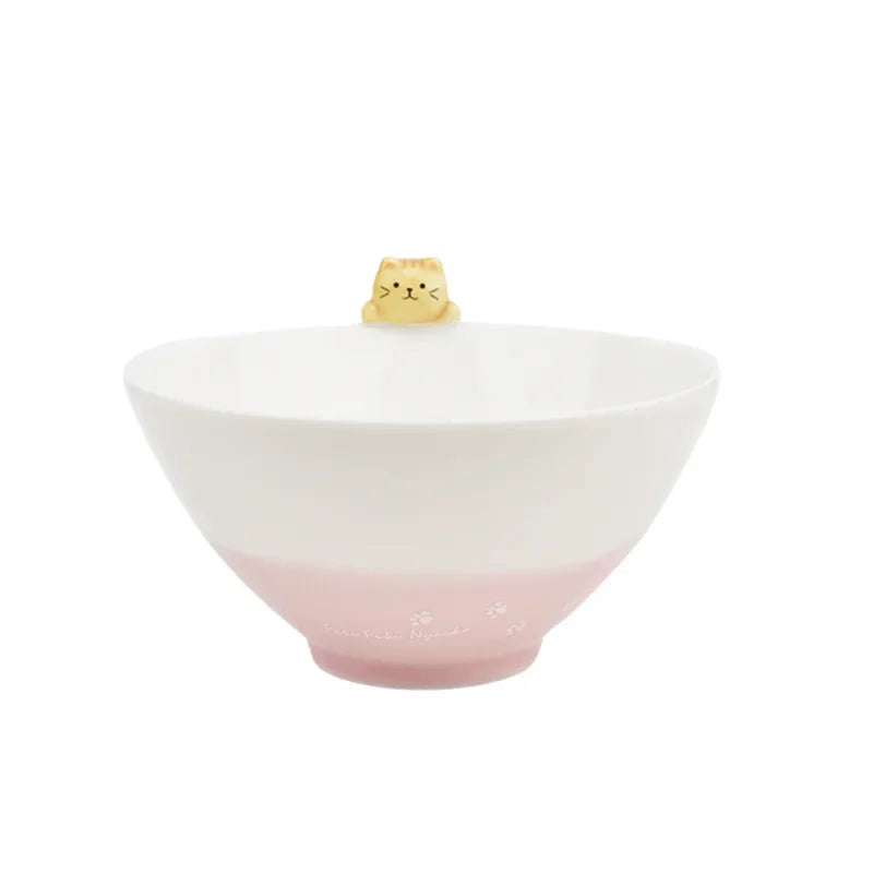 Cute Cartoon Cat Ceramic Rice Bowl | Japanese Style Tableware