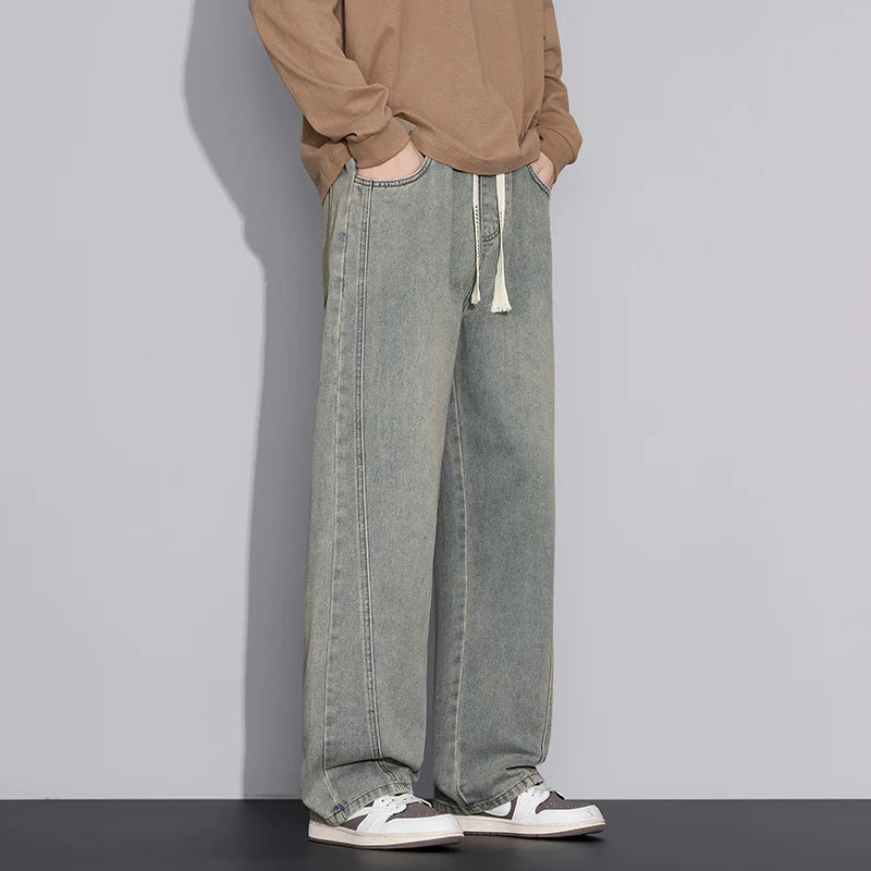 Men's Distressed Wide Leg Jeans | Casual Autumn Winter Style