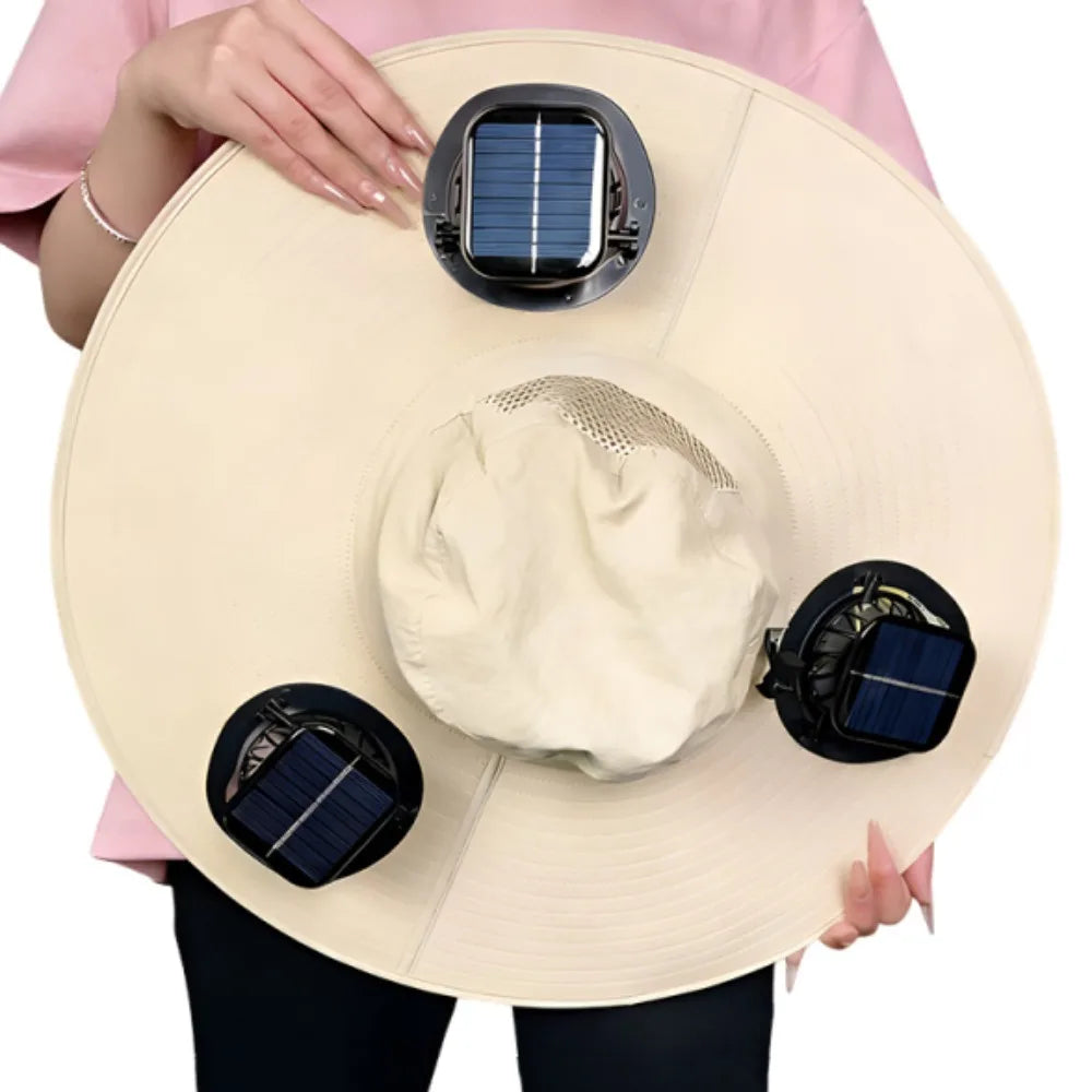 3 Fans Solar Fan Hat | Breathable UV Protection Wide Brim Cap