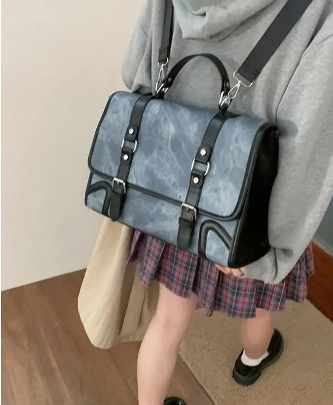 Chic Women's Preppy Backpack | Trendy Leather Handle Schoolbag