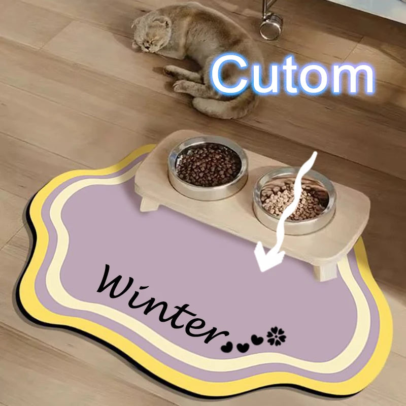 Cute Non-Slip Diatom Mud Pet Feeding Mat | Waterproof Home Decor
