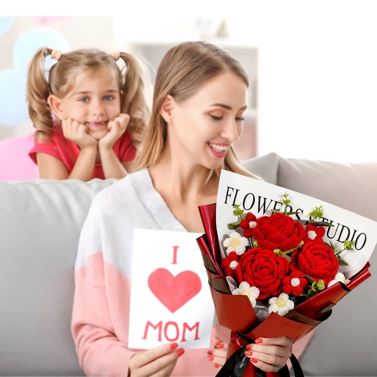 Ramo de Rosas Rojas Tejidas a Mano | Regalo Atemporal para Cualquier Ocasión