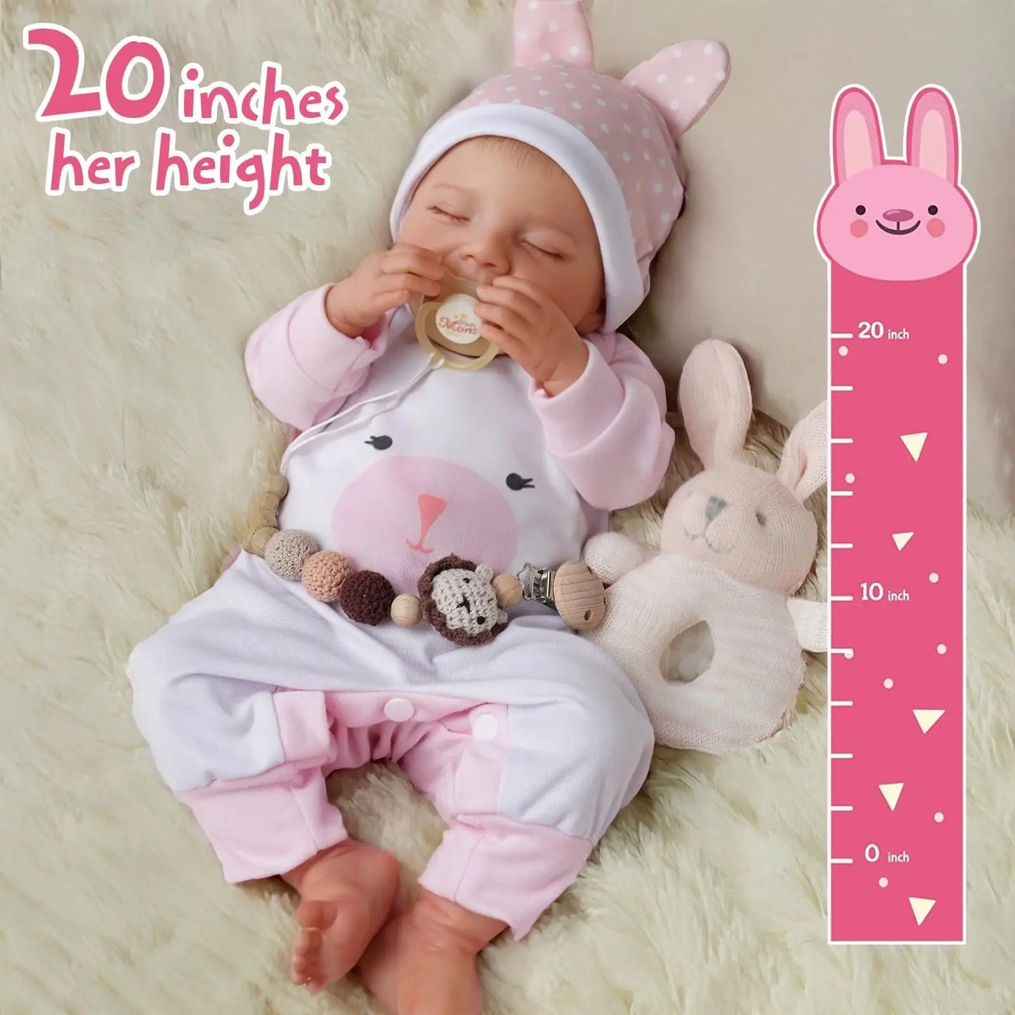 Muñeca bebé reborn de silicona de 20 pulgadas | Regalo realista para recién nacidos