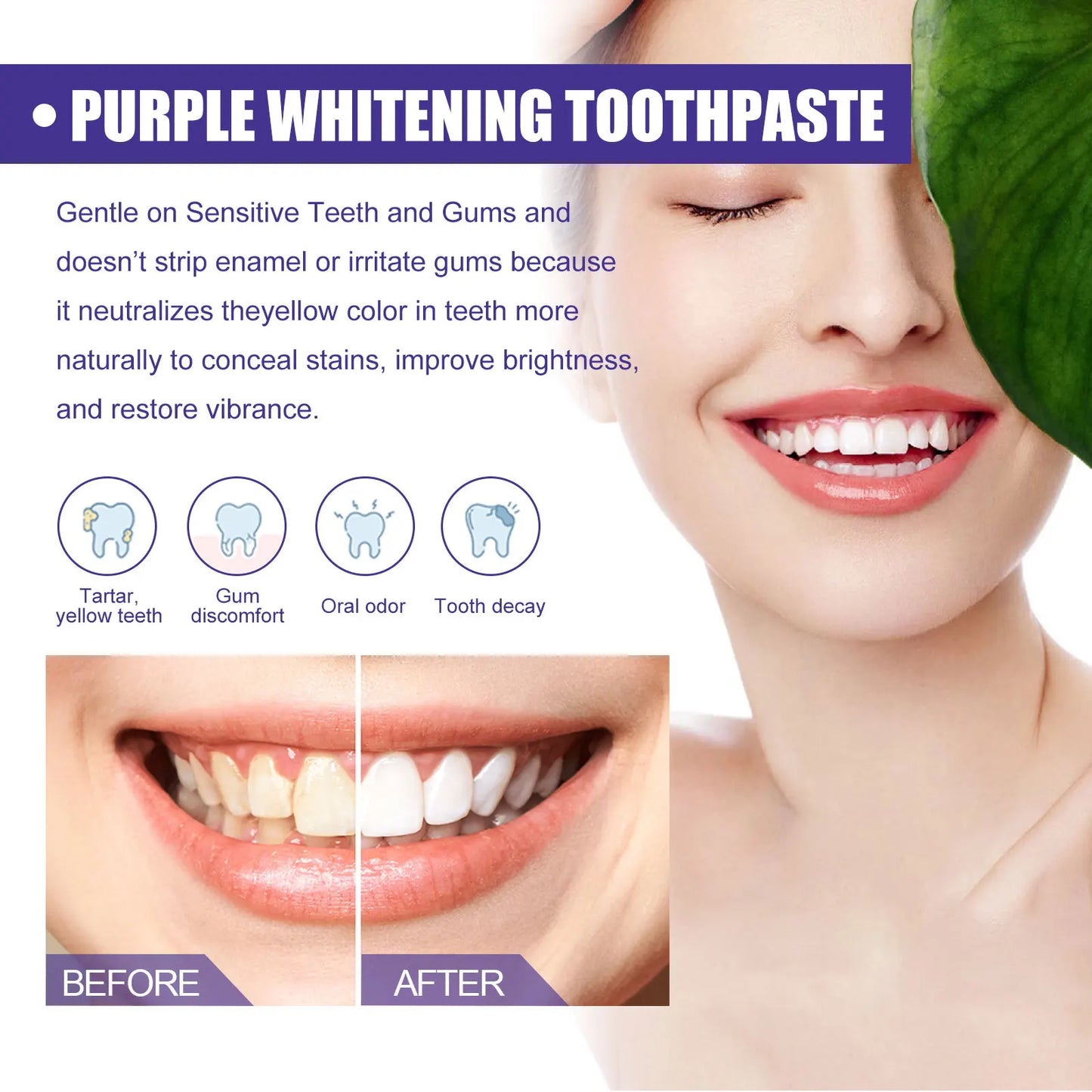 Purple Whitening Toothpaste | Deep Clean, Stain Removal & Fresh Breath