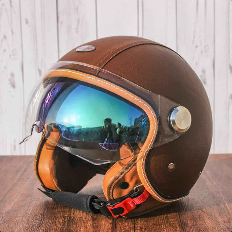 Retro Open Face Motorbike Helmet | Vintage Helmet for Riders