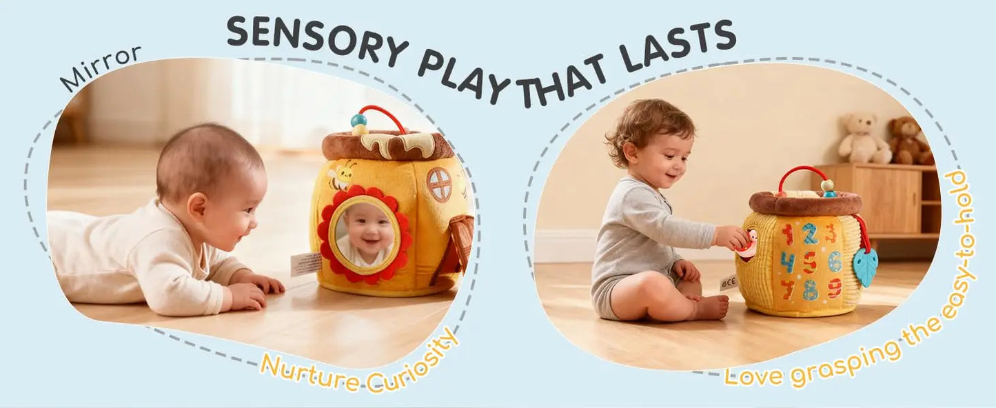 Plush Baby Beehive Toy with Stuffed Farm Animals | Sensory Fun