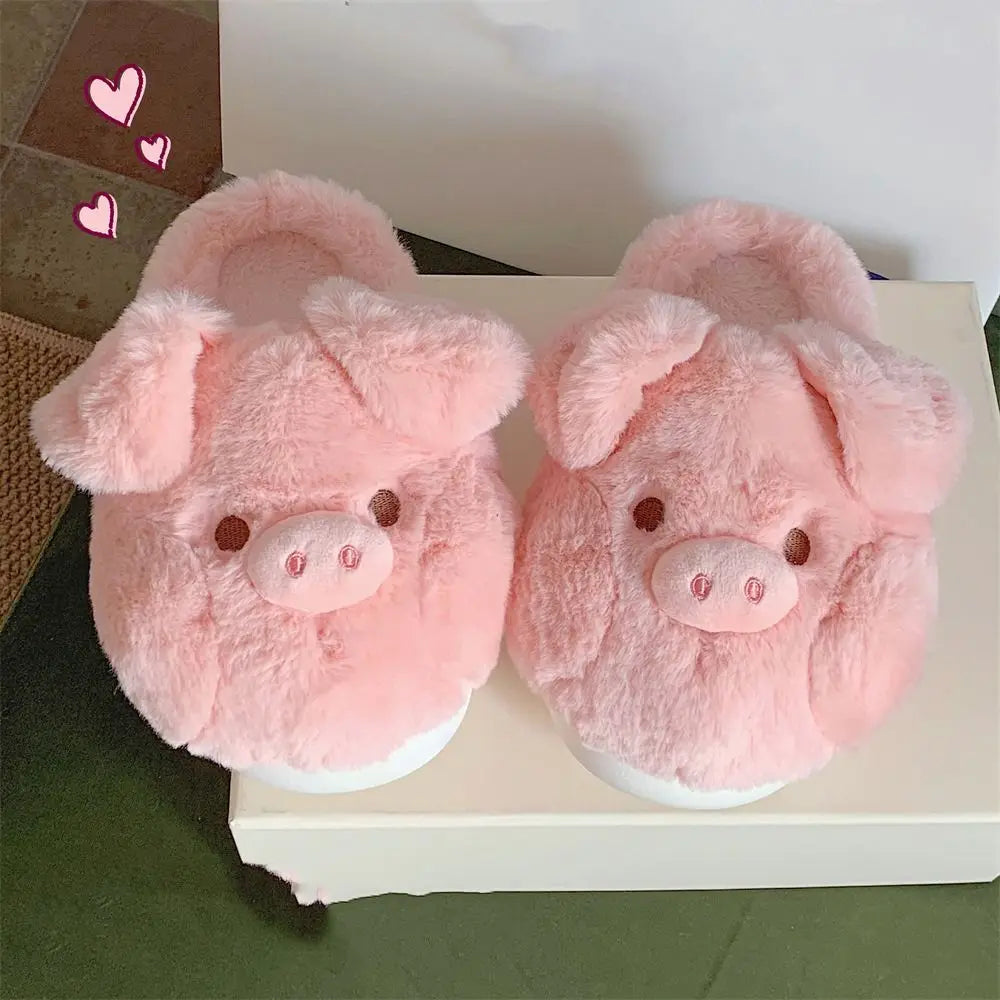 Cute Pig Plush Slippers for Kids | Adorable Winter Indoor Shoes