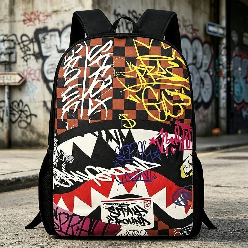 Trendy Kids Graffiti Backpack | Large Capacity Schoolbag for Students