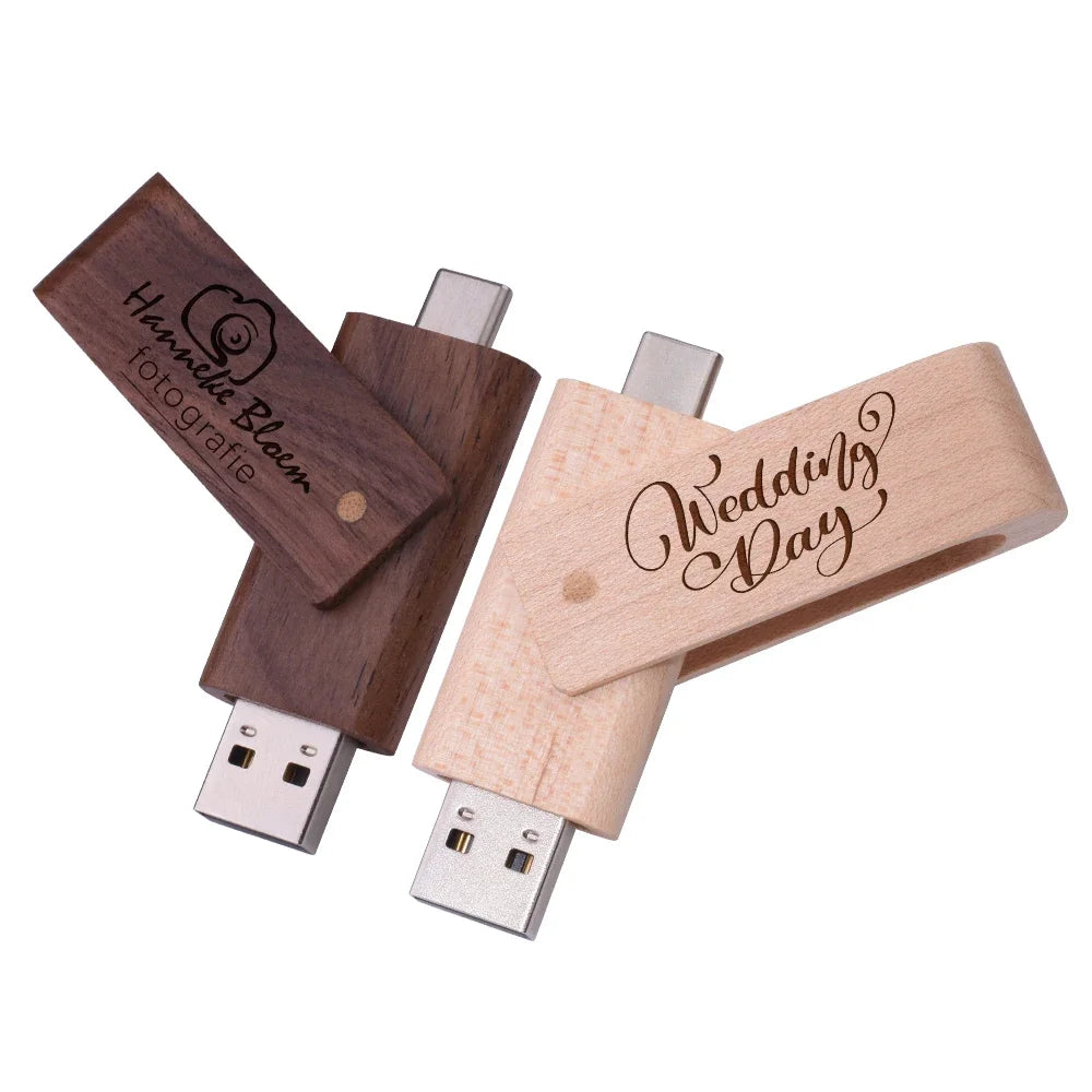 Wooden TYPE-C USB Flash Drive | Custom Logo Pendrive Gifts