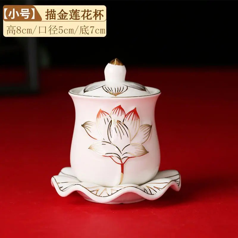 Lotus Cup Relief Ceramic Tea Cup | Elegant Guanyin Tea Set