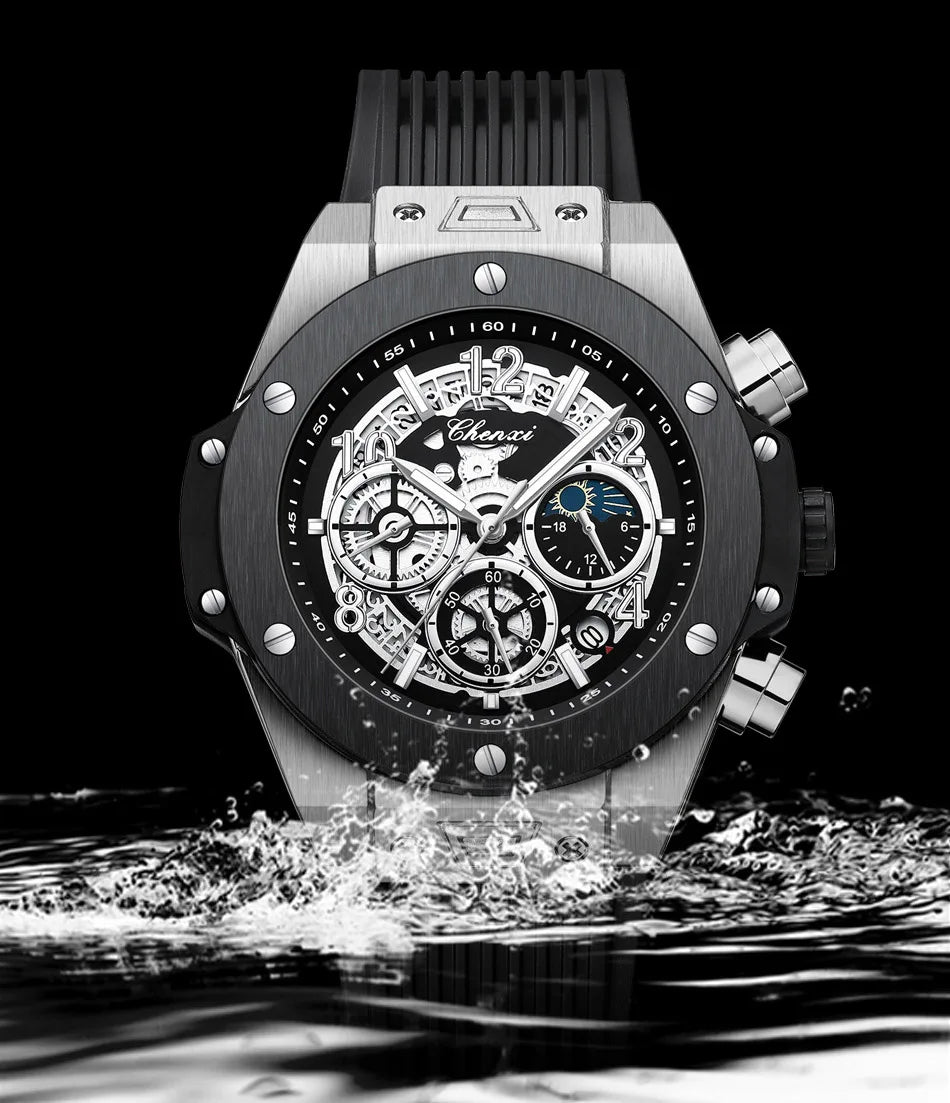 Stylish Big Dial Men's Military Watch | Waterproof Rubber Strap