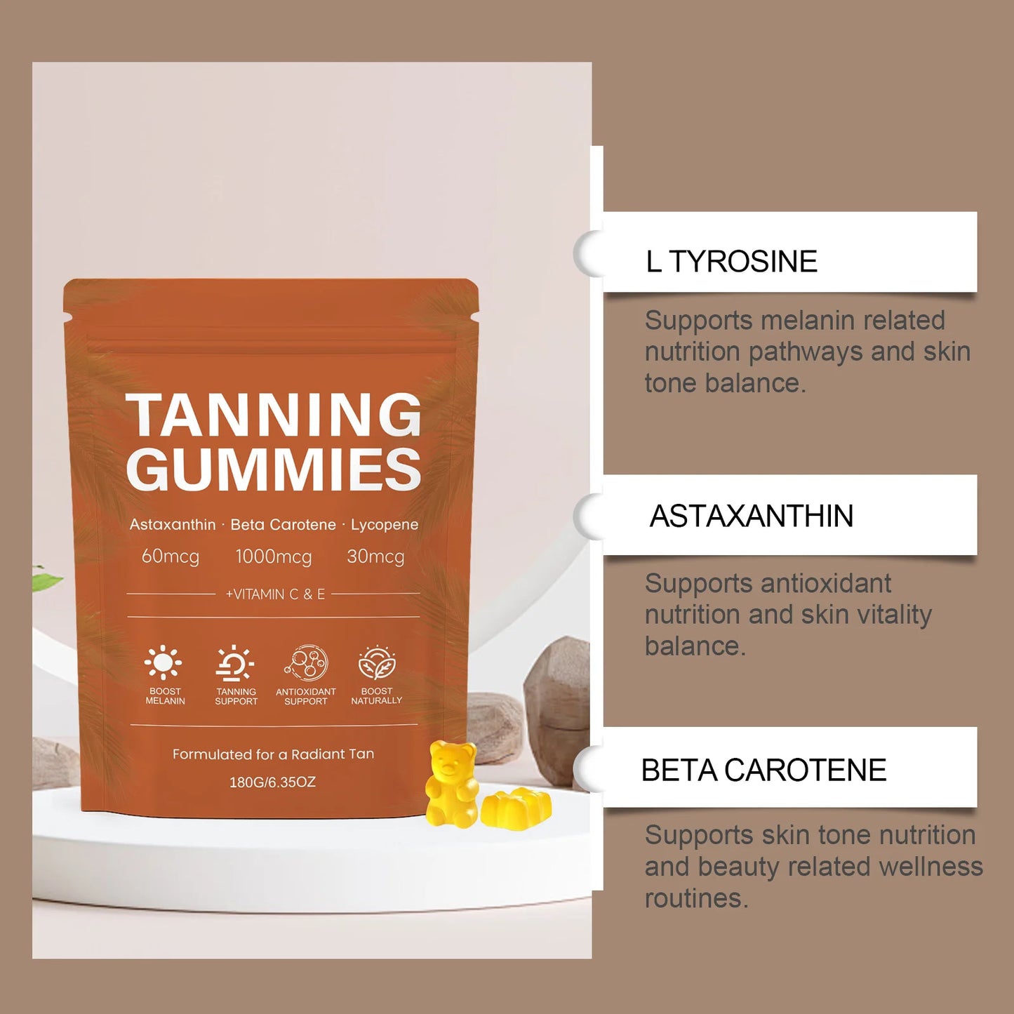 Melanin Tanning Gummies | Antioxidant Support for Outdoor Fun